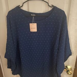 BloomChic Deep Blue Textured Blouse